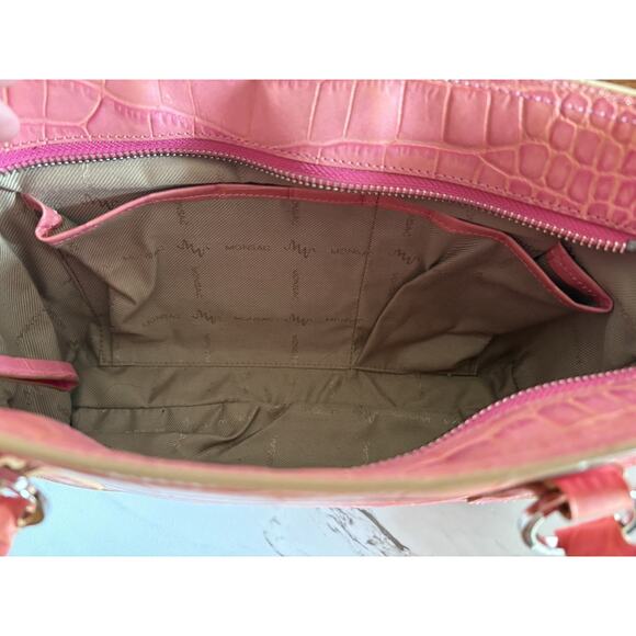 VTG Monsac Pink Croc Leather Tote Y2K Structured, Secret Santa Christmas Gift - Picture 15 of 15